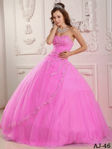 Classical Sweetheart Tulle Appliques Rose Pink Quinceanera Dress for 2015