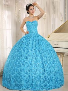 Embroidered Tulle Sweetheart Teal Quinceanera Dresses with Sequins