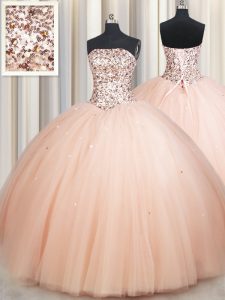 Lovely Sleeveless Lace Up Floor Length Beading Quinceanera Dress