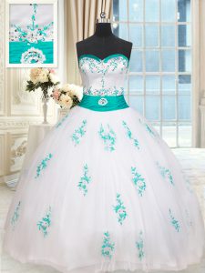 Flirting Sleeveless Beading and Appliques Lace Up Sweet 16 Quinceanera Dress