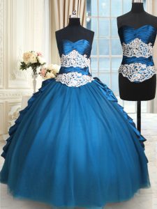Taffeta and Tulle Sleeveless Floor Length Vestidos de Quinceanera and Beading and Lace