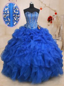 Beautiful Sleeveless Beading and Ruffles Lace Up Quinceanera Dresses
