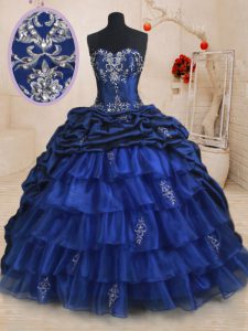 Sleeveless Brush Train Beading and Ruffled Layers and Pick Ups Lace Up Quinceanera Gown