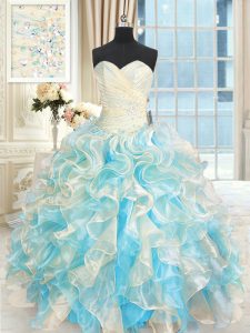 Graceful Sweetheart Sleeveless Lace Up Sweet 16 Dresses Multi-color Organza