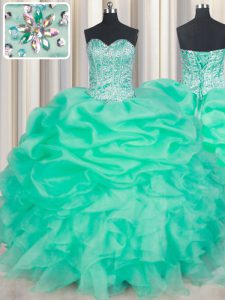 Pick Ups Floor Length Apple Green 15 Quinceanera Dress Sweetheart Sleeveless Lace Up