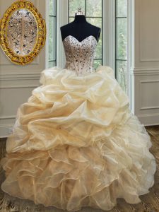 Custom Design Sleeveless Lace Up Floor Length Beading and Ruffles 15th Birthday Dress