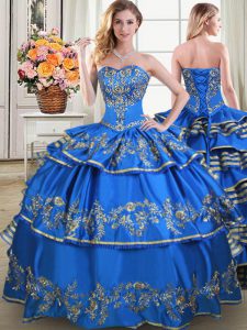 Simple Sleeveless Beading and Embroidery and Ruffled Layers Lace Up Sweet 16 Dress