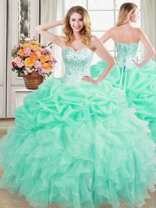 Popular Pick Ups Sweetheart Sleeveless Lace Up Sweet 16 Dress Apple Green Organza