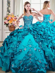 Customized Sleeveless Beading and Embroidery and Pick Ups Lace Up Sweet 16 Quinceanera Dress
