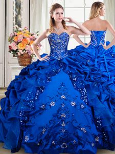 Pick Ups Floor Length Royal Blue Sweet 16 Dresses Sweetheart Sleeveless Lace Up