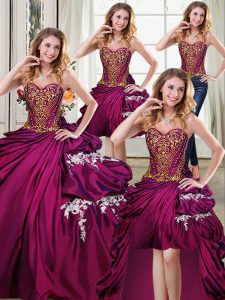 Four Piece Sleeveless Lace Up Floor Length Beading and Appliques and Pick Ups Sweet 16 Dress