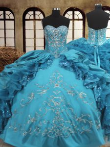 Decent Floor Length Ball Gowns Sleeveless Teal Sweet 16 Dresses Lace Up