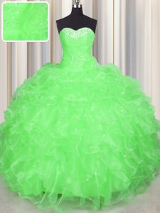 Sleeveless Beading and Ruffles Floor Length Quinceanera Gown