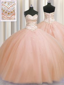 Bling-bling Really Puffy Sleeveless Beading Lace Up Quinceanera Dress