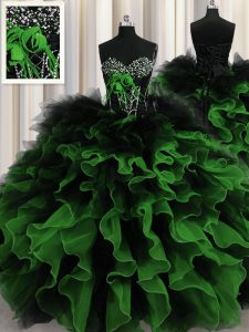 Glorious Multi-color Sleeveless Organza and Tulle Lace Up Vestidos de Quinceanera for Military Ball and Sweet 16 and Quinceanera