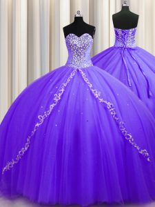 Lavender 15 Quinceanera Dress Sweetheart Sleeveless Sweep Train Lace Up