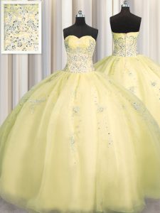 Really Puffy Organza Sleeveless Floor Length Ball Gown Prom Dress and Beading and Appliques