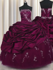 Dazzling Beading and Appliques and Pick Ups 15 Quinceanera Dress Purple Lace Up Sleeveless Floor Length
