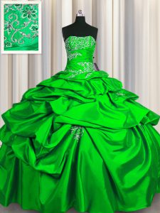 Sleeveless Lace Up Floor Length Appliques and Pick Ups Sweet 16 Quinceanera Dress