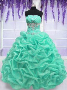Lovely Floor Length Ball Gowns Sleeveless Turquoise Quinceanera Dress Lace Up