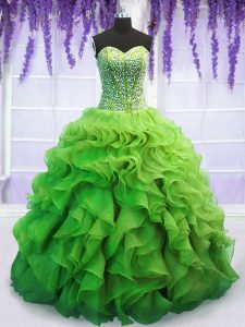 New Style Floor Length Lace Up Quinceanera Dress for Military Ball and Sweet 16 and Quinceanera with Beading and Ruffles