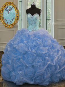 Eye-catching Floor Length Baby Blue 15th Birthday Dress Sweetheart Sleeveless Lace Up