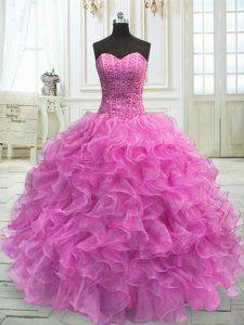 Ball Gowns Ball Gown Prom Dress Lilac Sweetheart Organza Sleeveless Floor Length Lace Up