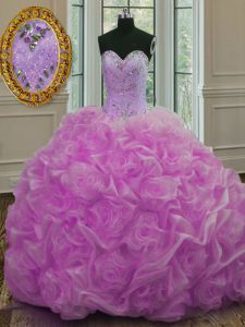 Elegant Pick Ups Ball Gowns Sleeveless Lilac Quinceanera Gowns Sweep Train Lace Up