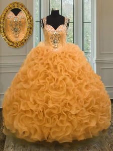 Extravagant Floor Length Orange Quinceanera Dresses Sweetheart Sleeveless Zipper
