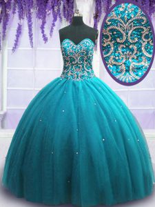 Noble Sleeveless Lace Up Floor Length Beading Quinceanera Gowns