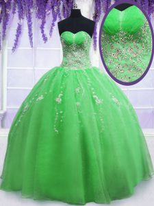 Elegant Sweetheart Neckline Beading and Embroidery Ball Gown Prom Dress Sleeveless Lace Up