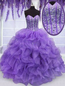 Lovely Sleeveless Beading and Ruffles Lace Up Sweet 16 Quinceanera Dress
