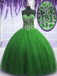 Fantastic Tulle Sleeveless Floor Length 15 Quinceanera Dress and Beading