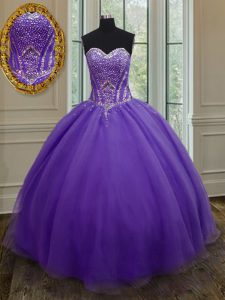 Eggplant Purple Sweet 16 Dresses Military Ball and Sweet 16 and Quinceanera with Beading Sweetheart Sleeveless Lace Up