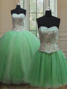 Free and Easy Three Piece Quinceanera Dress Military Ball and Sweet 16 and Quinceanera with Beading Sweetheart Sleeveless Lace Up