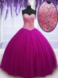 Nice Sleeveless Lace Up Floor Length Beading Sweet 16 Dress