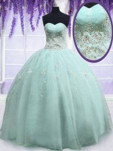 Best Organza Sleeveless Floor Length Sweet 16 Dresses and Beading and Embroidery