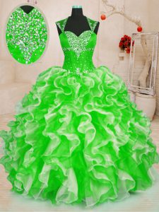 Quinceanera Dresses Military Ball and Sweet 16 and Quinceanera with Beading and Ruffles Sweetheart Sleeveless Lace Up