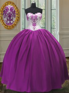 Best Beading Quinceanera Gown Purple Lace Up Sleeveless Floor Length