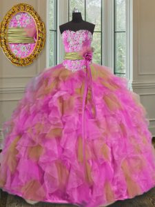 Stunning Floor Length Ball Gowns Sleeveless Multi-color 15 Quinceanera Dress Lace Up