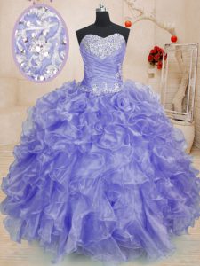 Floor Length Ball Gowns Long Sleeves Lavender 15th Birthday Dress Lace Up