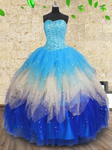 Best Selling Multi-color Sleeveless Beading and Ruffles and Ruffled Layers Floor Length Sweet 16 Quinceanera Dress
