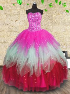 Fancy Ruffled Floor Length Multi-color Ball Gown Prom Dress Sweetheart Sleeveless Lace Up