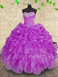 Vintage Floor Length Purple Quinceanera Gowns Sweetheart Sleeveless Lace Up