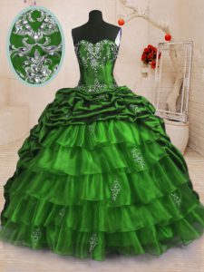 Fine Pick Ups Ruffled With Train Ball Gowns Sleeveless Sweet 16 Dresses Sweep Train Lace Up