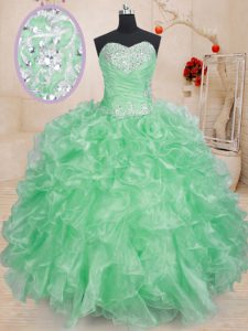 Fancy Pick Ups Floor Length Apple Green Vestidos de Quinceanera Sweetheart Sleeveless Lace Up