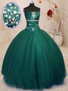 New Arrival Floor Length Ball Gowns Sleeveless Dark Green Quinceanera Gown Lace Up