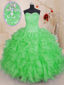 Glamorous Ball Gowns Quinceanera Dress Sweetheart Organza Sleeveless Floor Length Lace Up