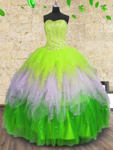 Custom Design Sequins Floor Length Ball Gowns Sleeveless Multi-color Quinceanera Gowns Lace Up