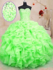 On Sale Floor Length Ball Gowns Sleeveless Sweet 16 Dresses Lace Up